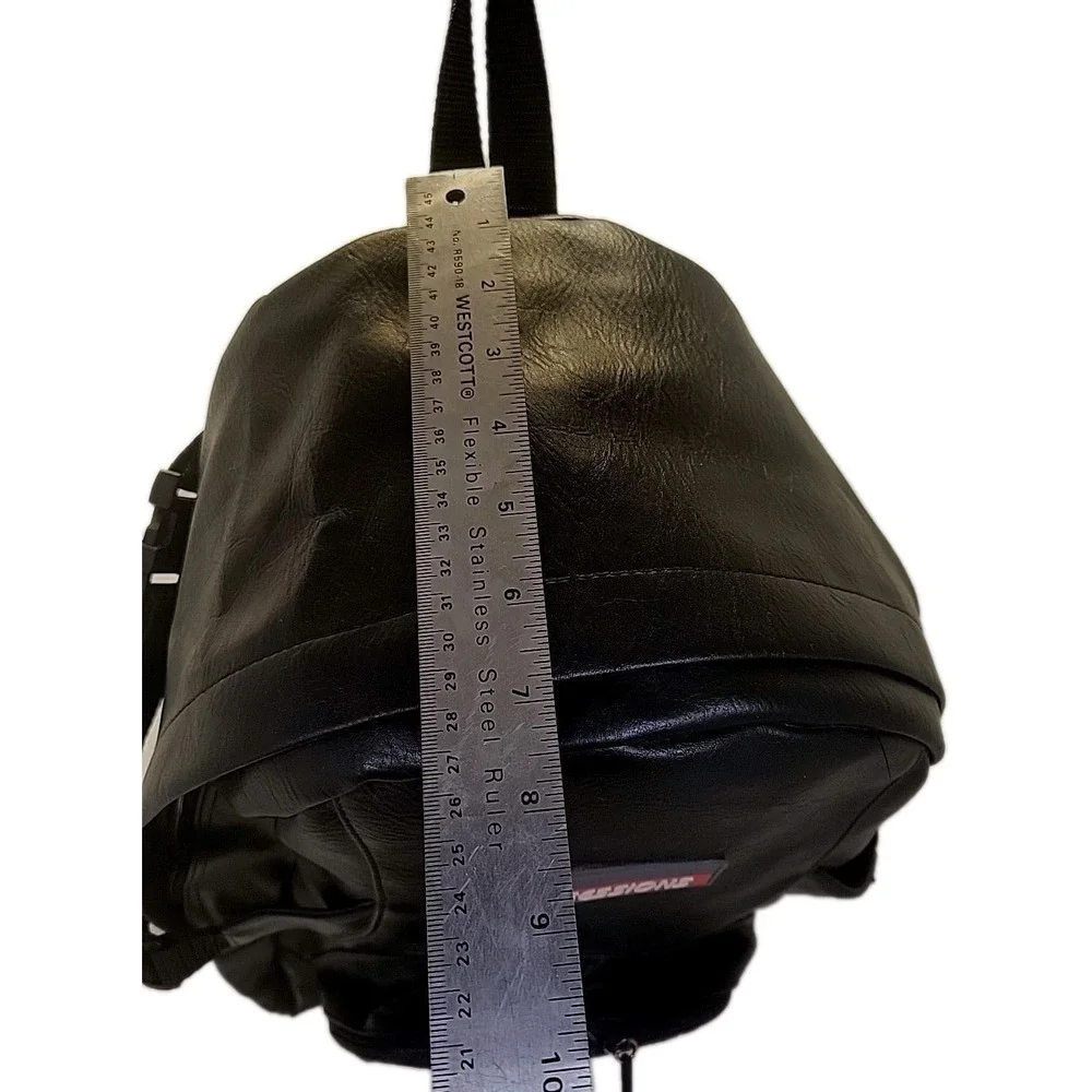 Sessions Y2K Black Faux Leather Backpack School Grunge‎ Goth Emo Daypack skater